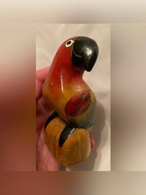 Carved Wood Folk Art Parrot Macaw Statuette Tropical Bird  Folk Art Carving
